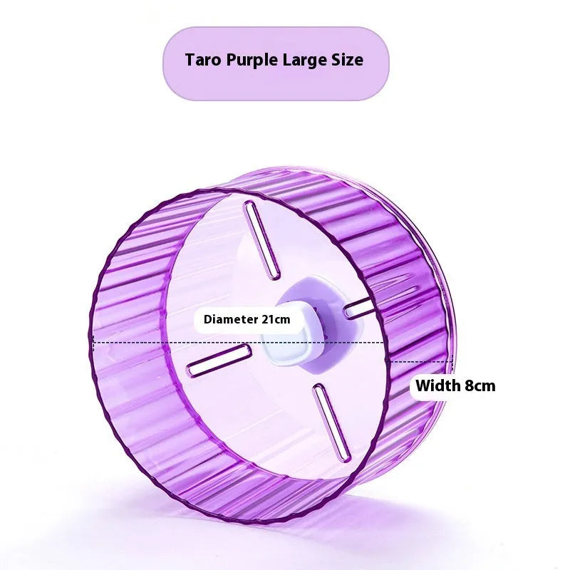 A plastic parrot exercise running wheel toy shown in a transparent colour on a white background.