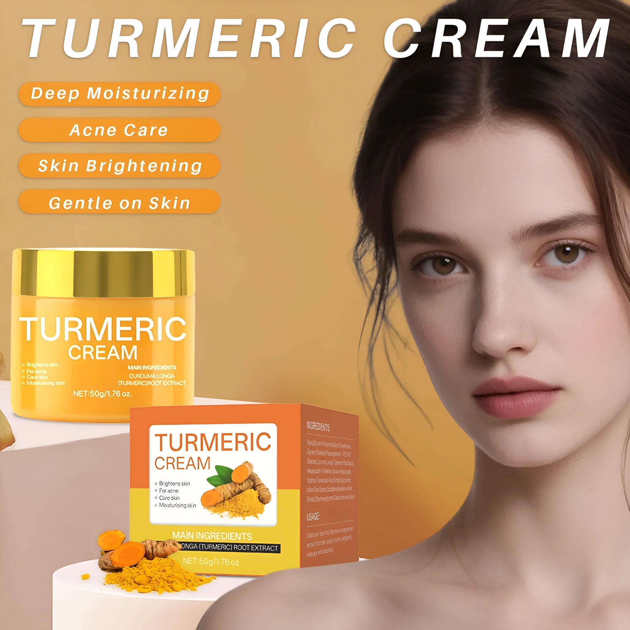 50g brightening moisturising cream in compact square jar