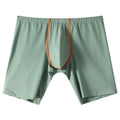 Men's mid-waist ice silk boxer underwear in black colour showing U-convex body shaping design