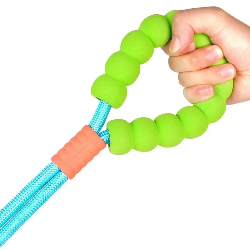 Nylon dog traction lead with foam handle in four colour options