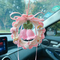Woven wool bell orchid car pendant in multiple colours with dream catcher option