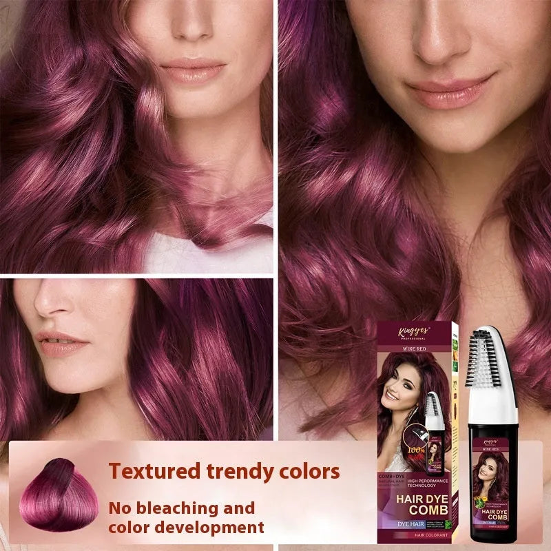 Hair dye colour cream kit with easy-colouring comb in brown, wine red and dark brown 200ml bottles