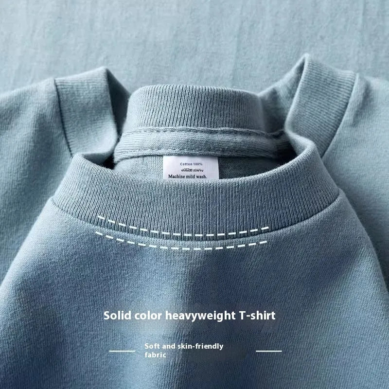 Men's early autumn western style solid cotton long sleeve base shirt in Haze Blue on simple background