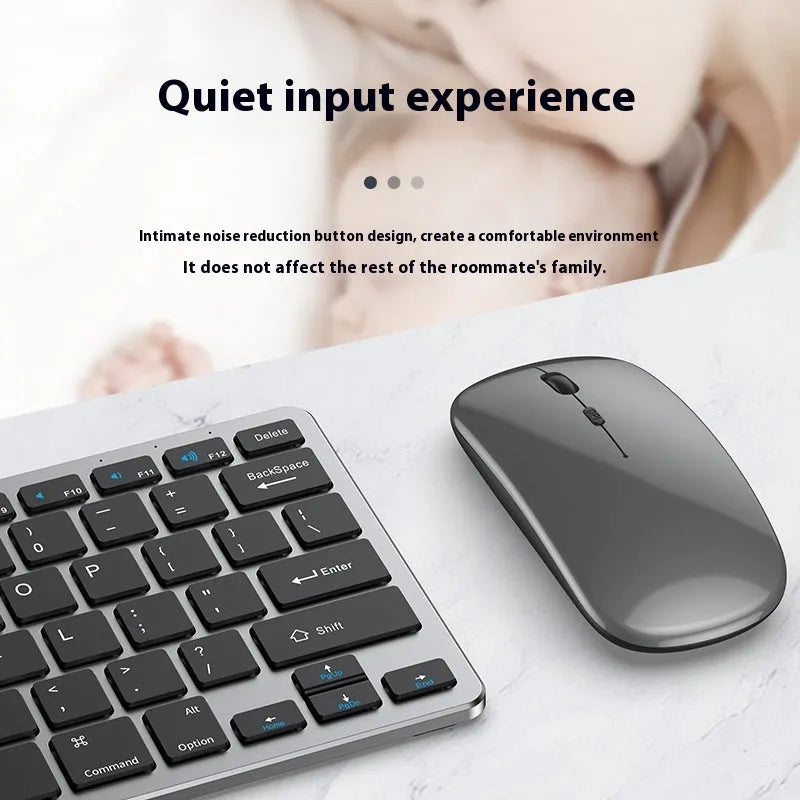 Ultra-thin wireless keyboard and mouse combo in black, silver, or gun colour with receiver and keyboard cover