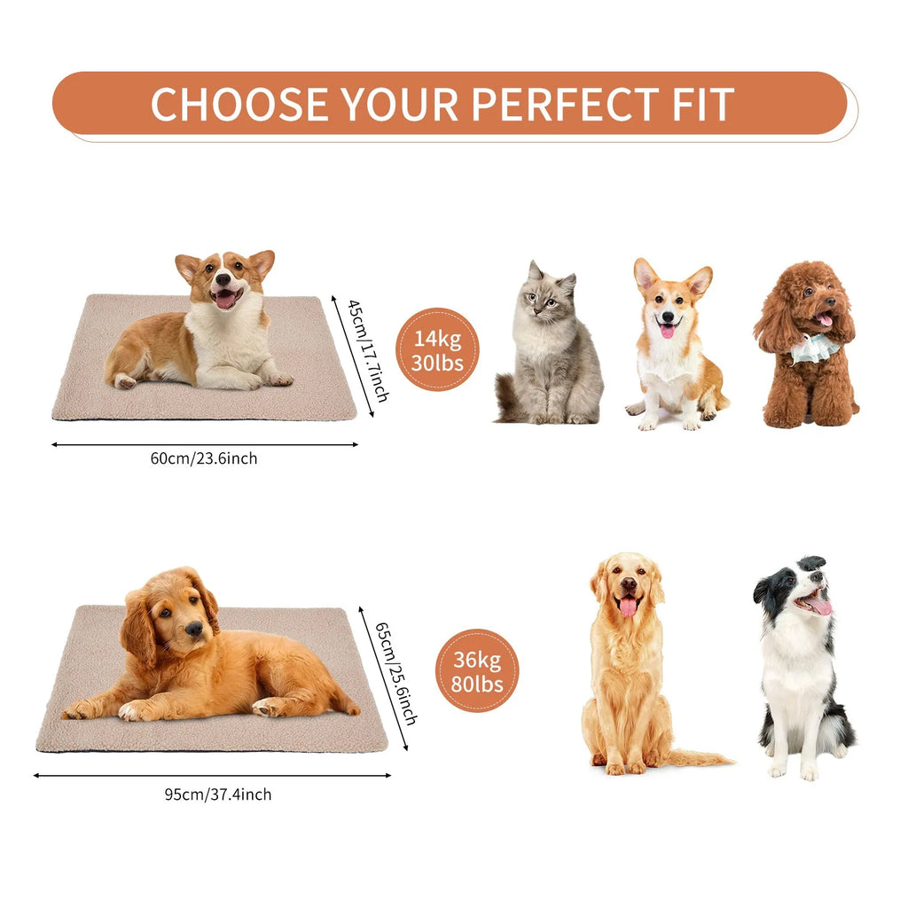Self-heating plush pet pad for cats available in three colours and two sizes