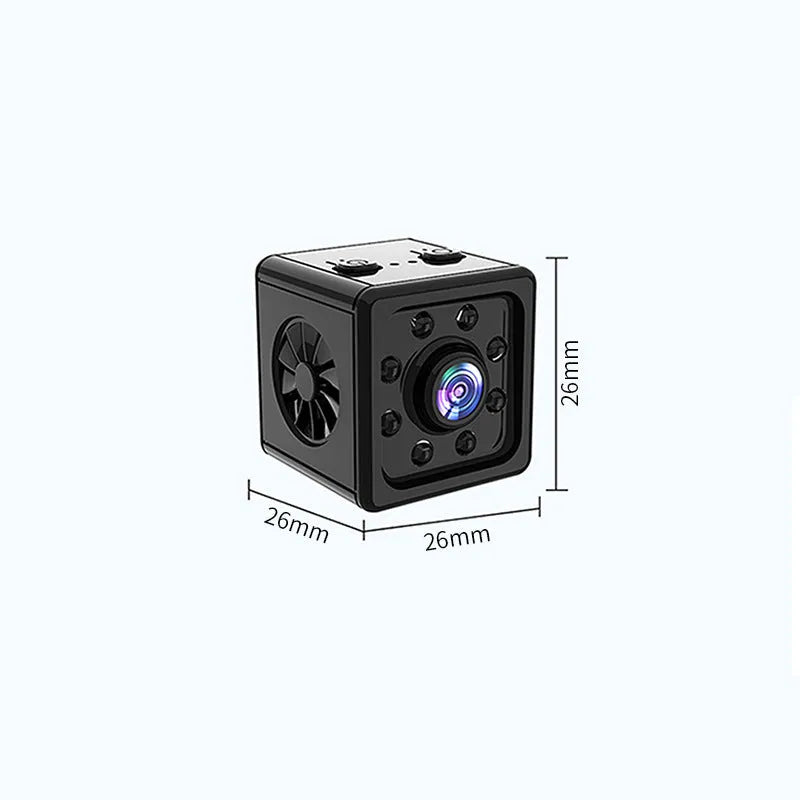 Black K13 HD sports camera with 26cm cube design shown with mounting bracket