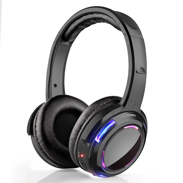 Black silent disco wireless headphones with 40mm drivers and a 3.5mm plug on a 3-metre cable.