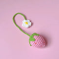 Handmade wool crochet woven strawberry pendant with 35cm length in red or pink colour