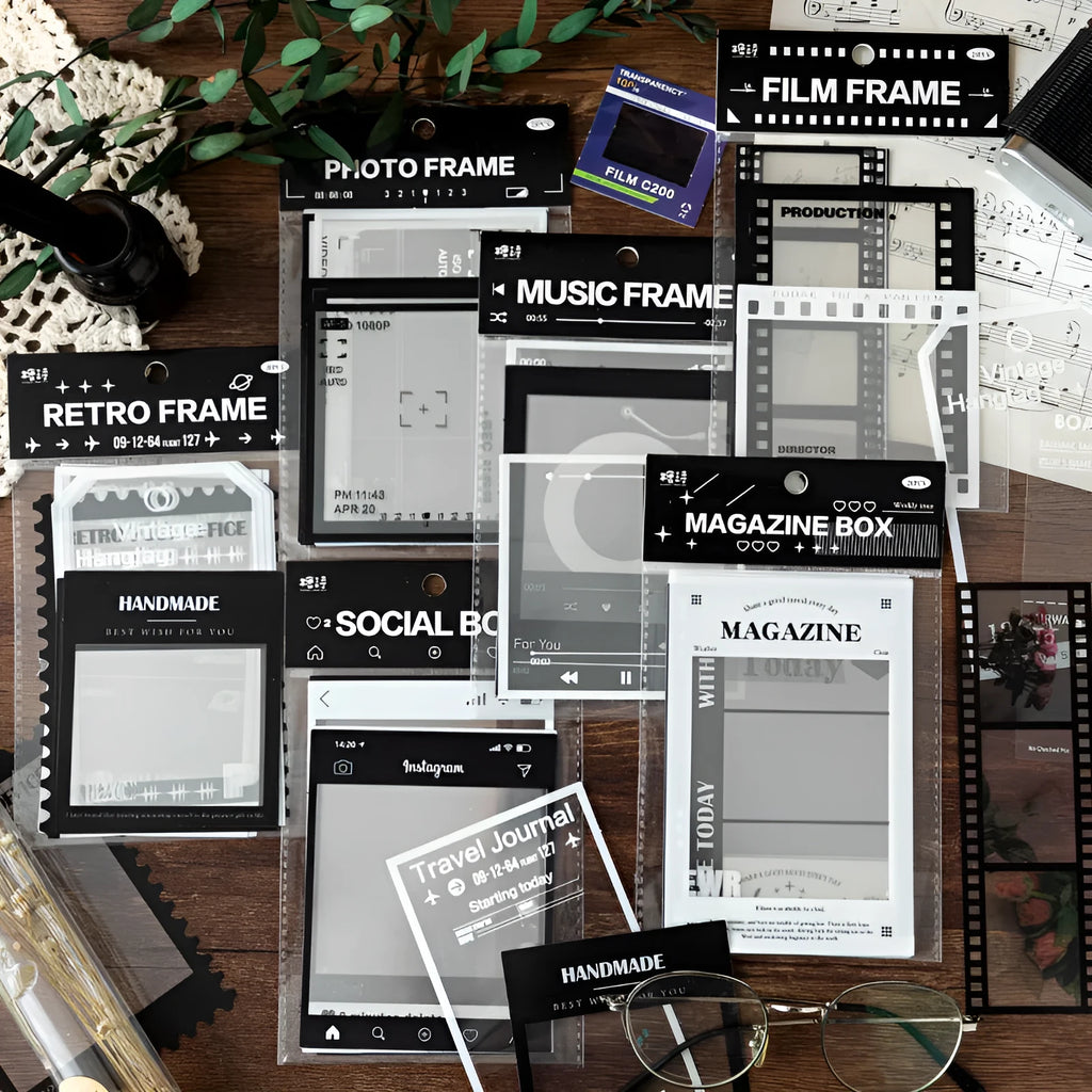 15 retro frame decorative stickers with transparent backing for journals and scrapbooks