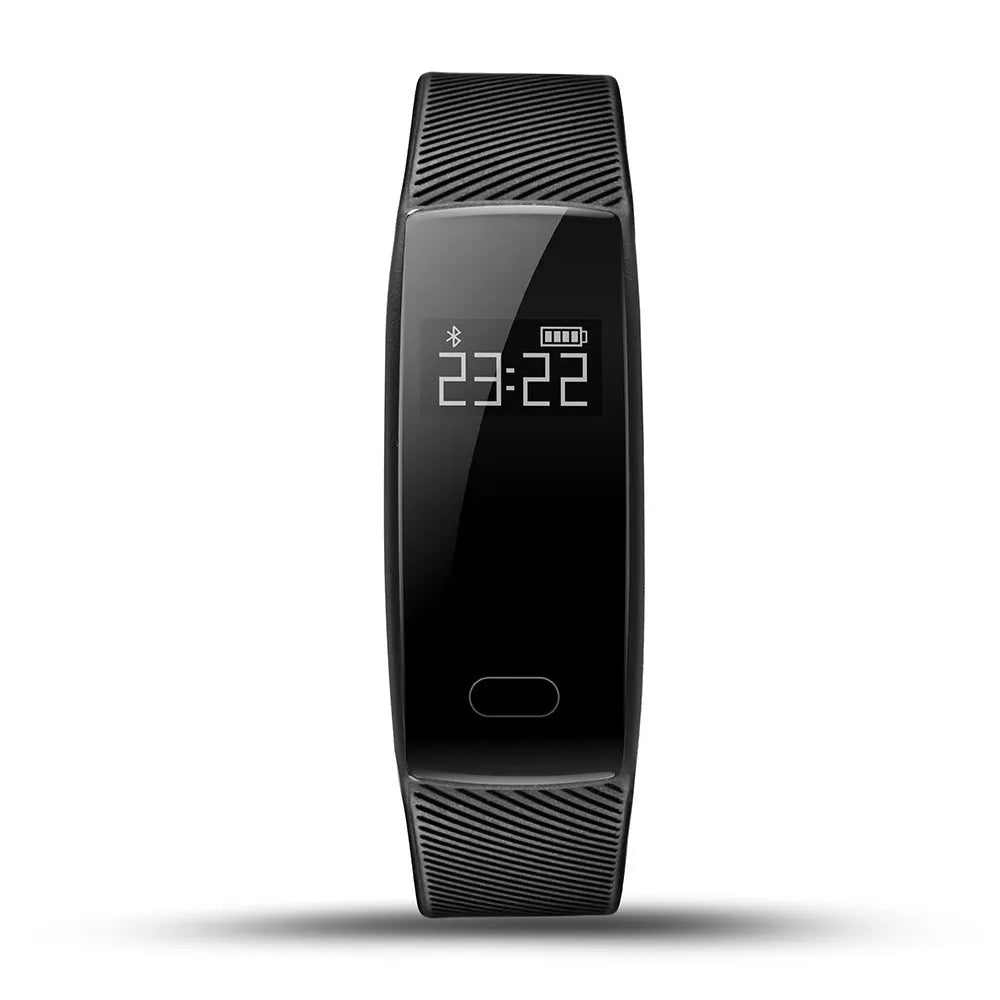 Smart bracelet with OLED display showing health metrics in multiple colour options