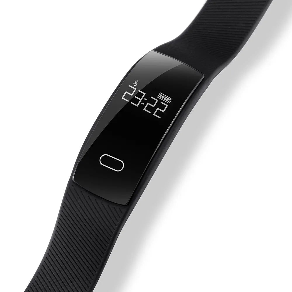 Smart bracelet with OLED display showing health metrics in multiple colour options