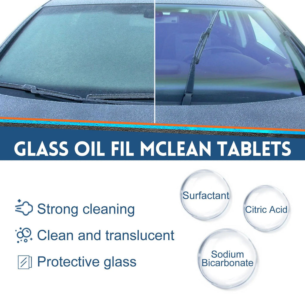 Box of 30 car oil-removing film cleaning effervescent tablets for automotive glass