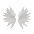 A pair of gold and white alloy patch earrings shaped like leaves.