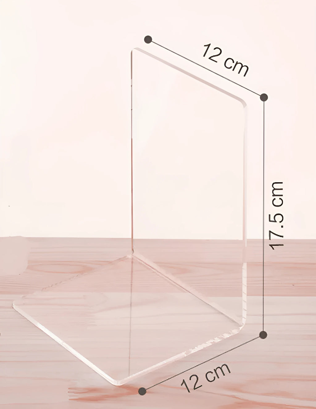 Transparent acrylic bookshelf displaying books with smooth polished edges