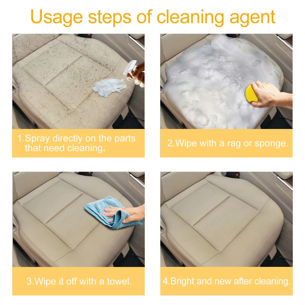 Car interior foamed cleaner kit with 60ml bottle and 10cm sponge for wash-free cleaning