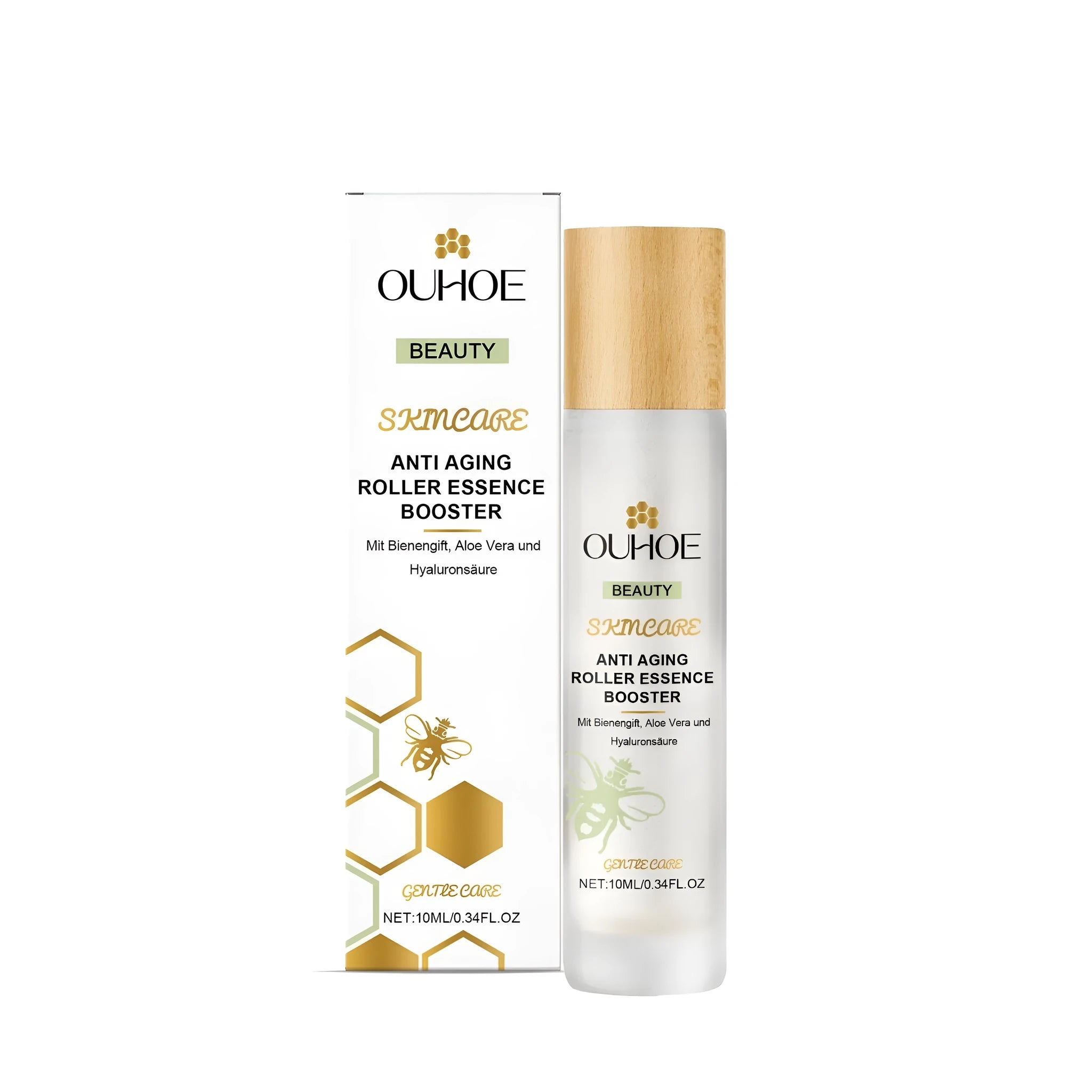 Evening anti-ageing skincare ball applicator with 10ml bee venom and hyaluronic acid serum