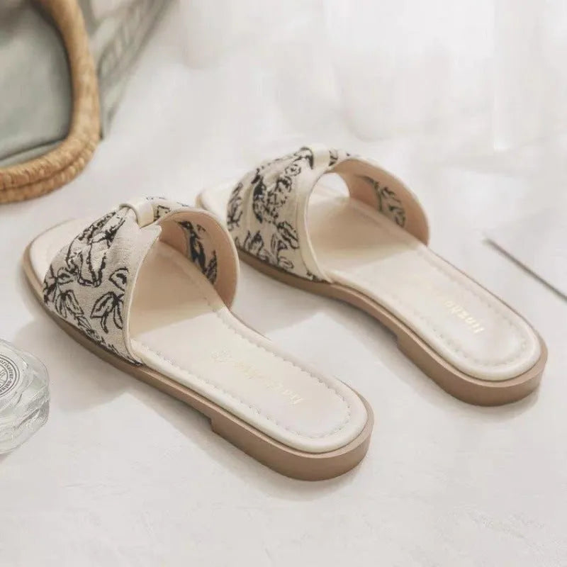 Women's French-style skirt sandals in apricot solid colour with microfiber upper and pigskin lining