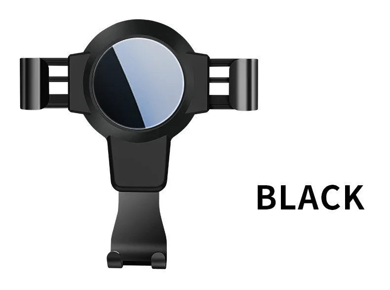 Black S4 gravity mirror ABS mobile phone bracket attached to car air conditioning vent holding smartphone