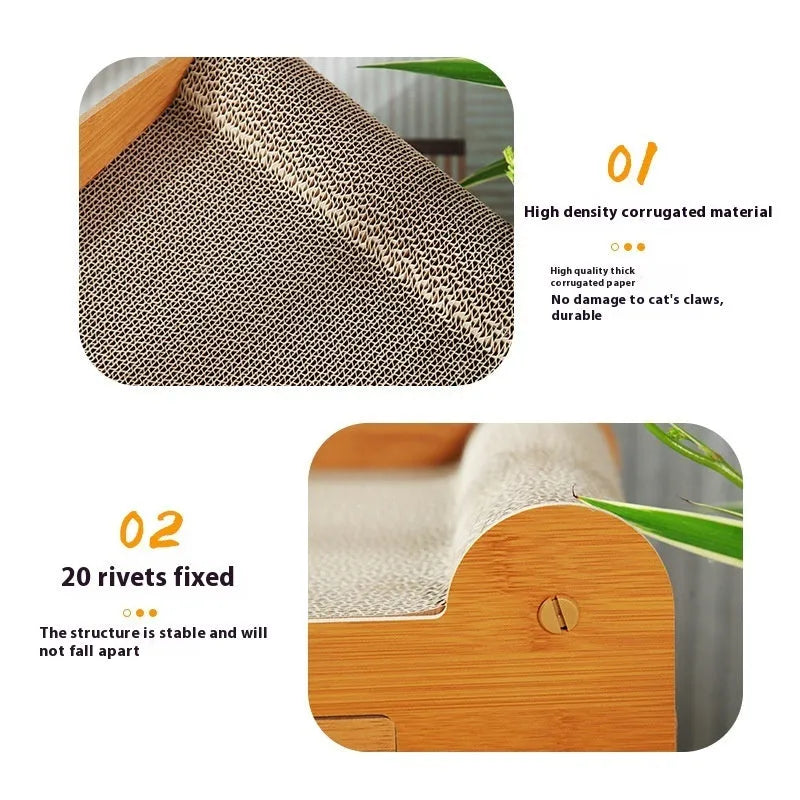 Corrugated paper double layer cat house with double ball design and two entrances