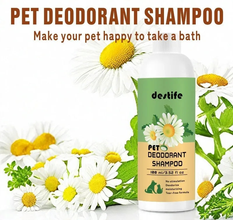 100ml bottle of pet shampoo and conditioner for dogs and cats