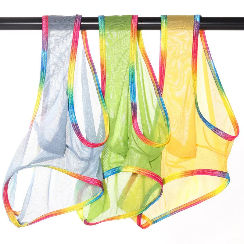 Mesh transparent briefs in solid colours with quick-drying knit fabric construction