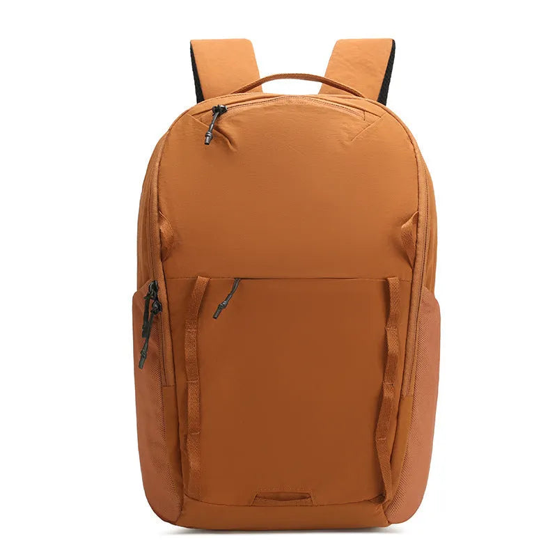 Waterproof Taslan composite cloth backpack with curved shoulder strap in solid colour.