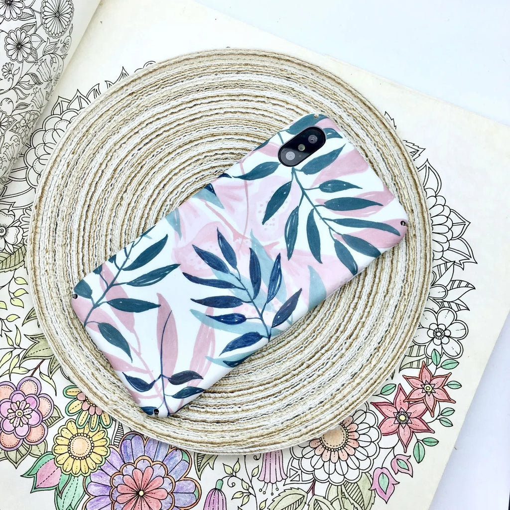 Green and pink painted PC phone case back cover for OPPO VIVO iPhone smartphones