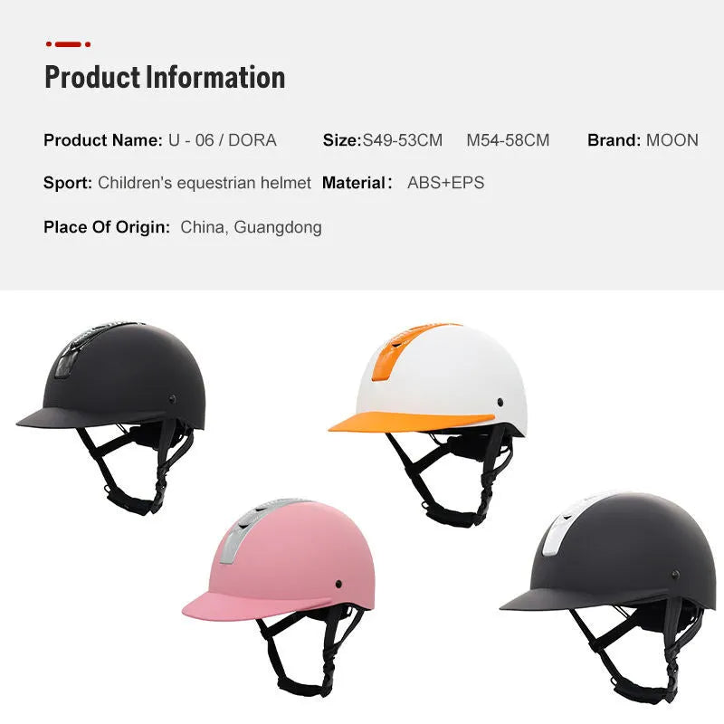 Super light equestrian riding helmet in bright black colour with ABS EPS construction