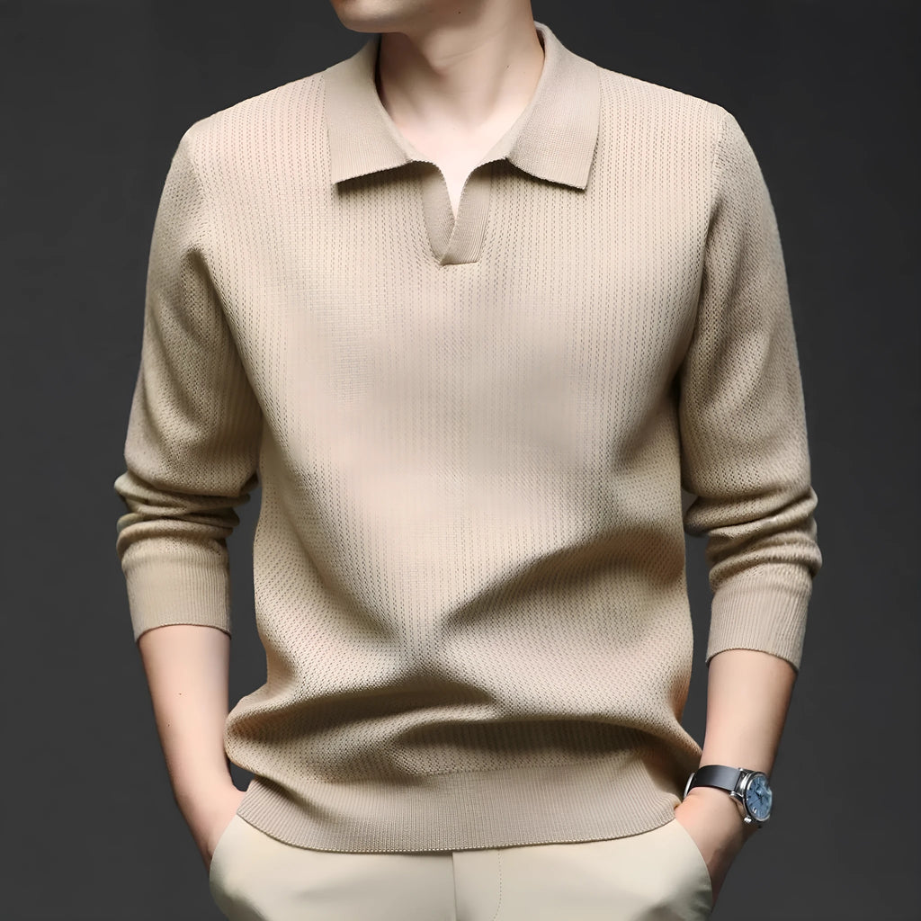 Men's loose fit casual pullover sweater in green colour showing front view