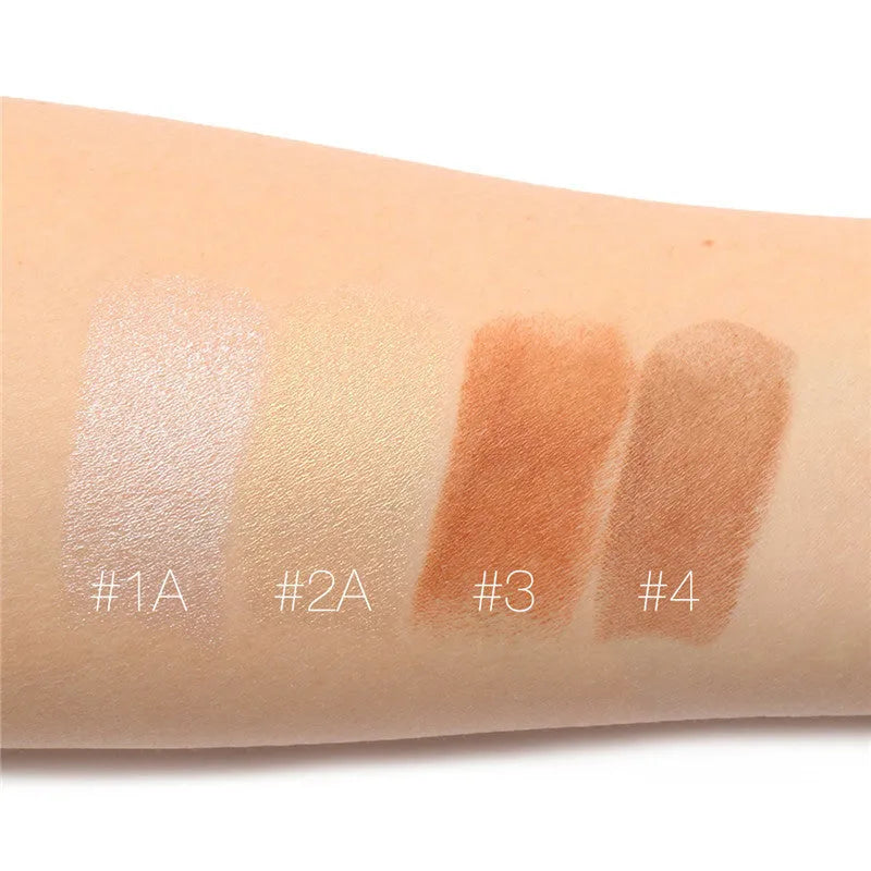 Four-shade face contour highlighter palette with colours A, B, C, D for cheekbone highlighting