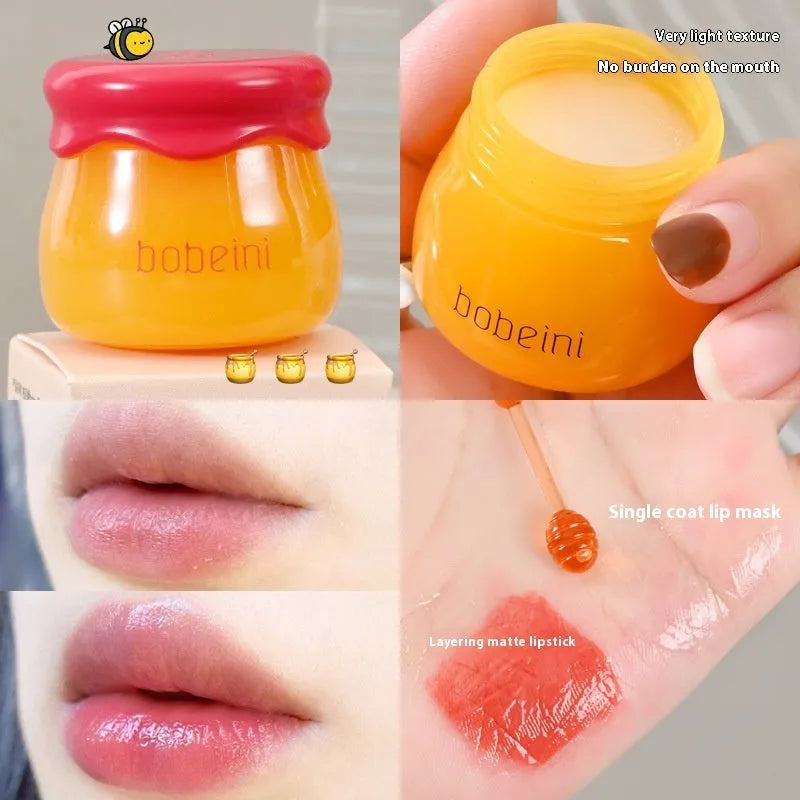 Honey Pot Care Lip Balm 9g pot with small brush in blueberry or pomegranate flavour