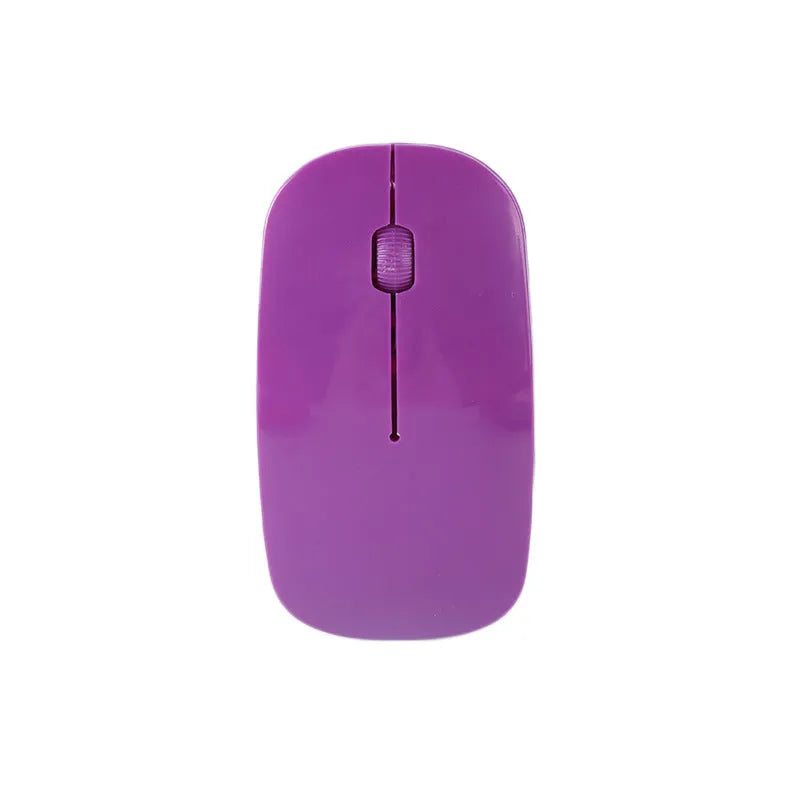 Ultra-thin wireless USB mouse shown in multiple colour options: black, blue, green, pink, red, white.