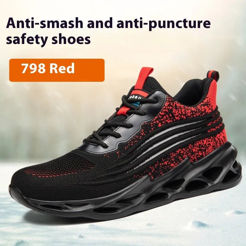 Brown leather safety shoes with rubber sole for industrial foot protection