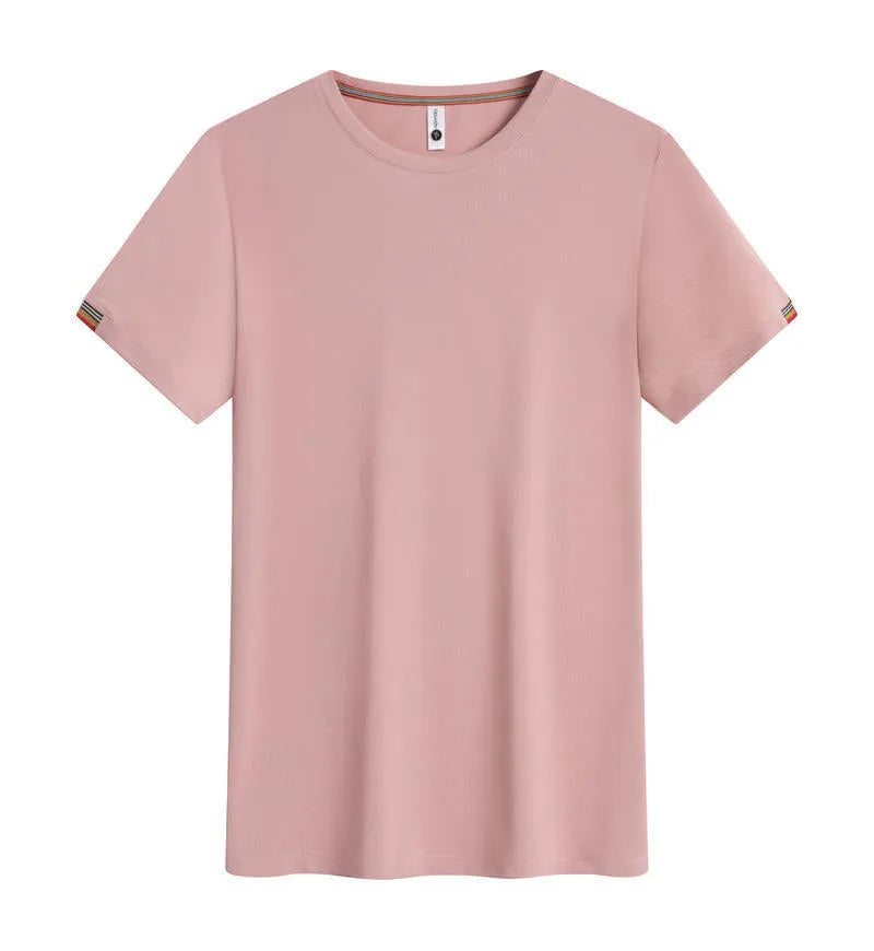 Men's round neck ice fibre work shirt in chemical fibre blend available in seven colours with Asian sizing