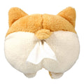 Yellow corgi butt shaped tissue box cover with elastic strap for car visor mounting