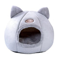 Large beige fully enclosed cat sofa winter nest with warm lining