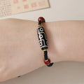 Men's Tibetan Agate Dzi Bead Bracelet with original design and adjustable shrinkable fit