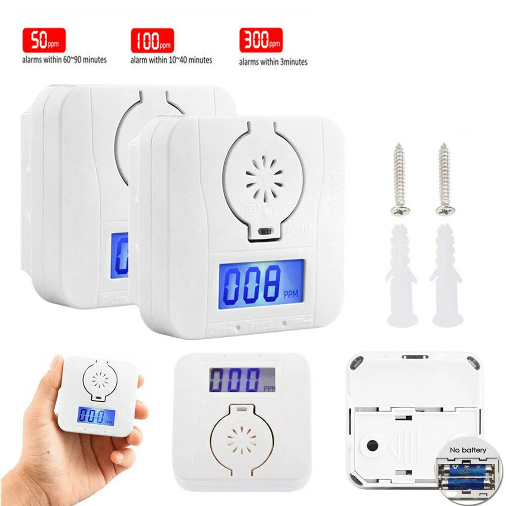 White wireless carbon monoxide alarm unit designed for wall mounting.