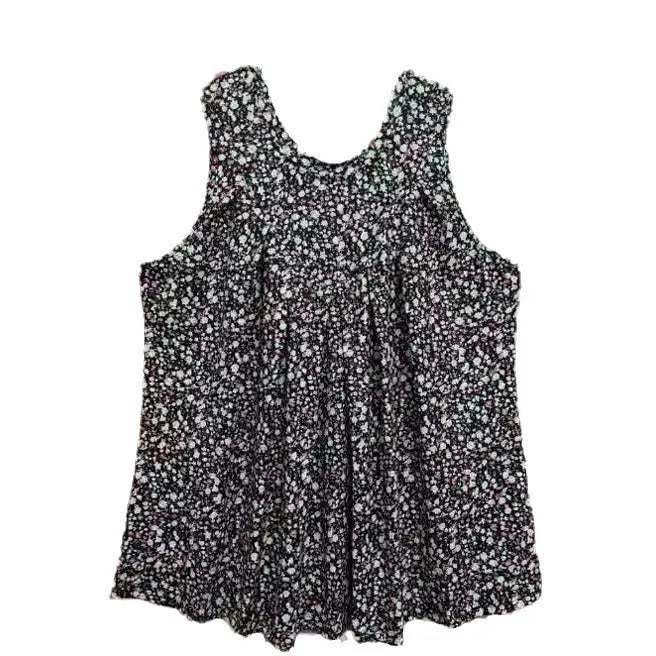 Women's plus size floral print sleeveless vest in loose fit with round neck