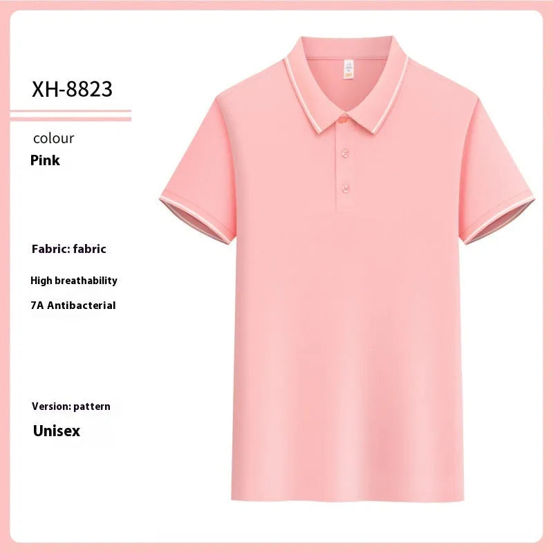 Antibacterial ice-sensitive lapel polo shirt in slim fit, shown in multiple colours.