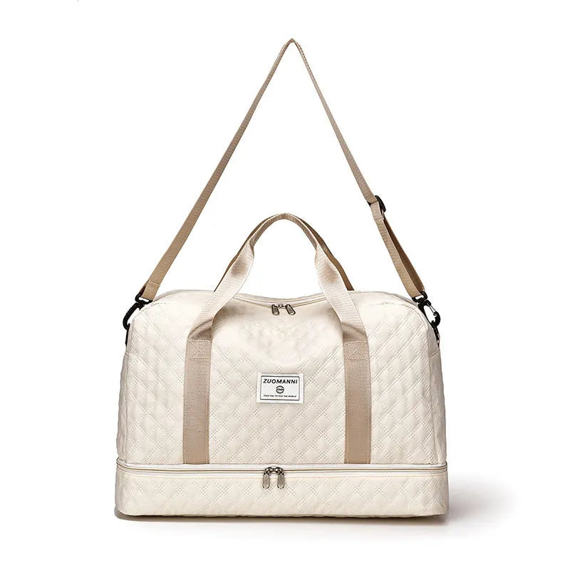 Oxford cloth leisure travel bag with sewing thread detailing in solid colour options