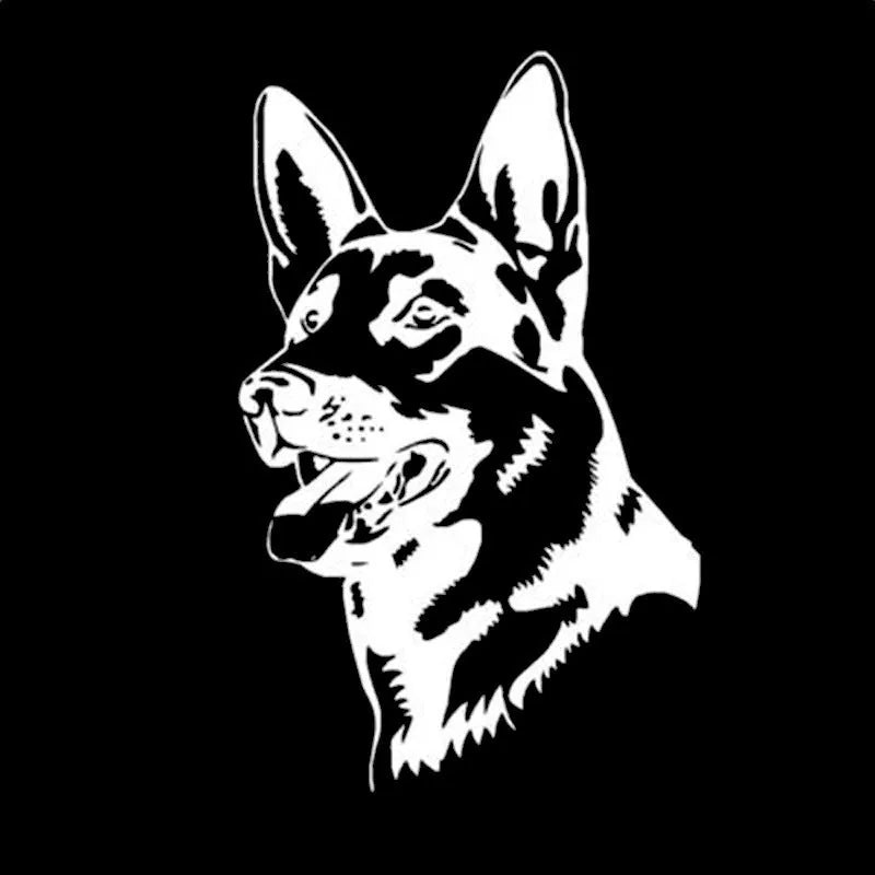 Reflective Alsace Shepherd dog silhouette bumper sticker in multiple colour options
