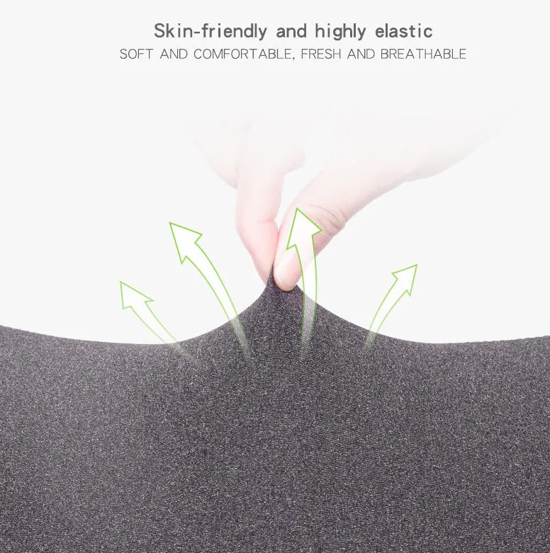 Dark gray universal car neck memory foam pillow on a car seat headrest.