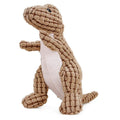 Green dinosaur plush dog toy with squeaker, soft fabric, 20 cm length