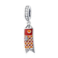 S925 sterling silver carp streamer pendant necklace with zircon stones and oxide detailing.