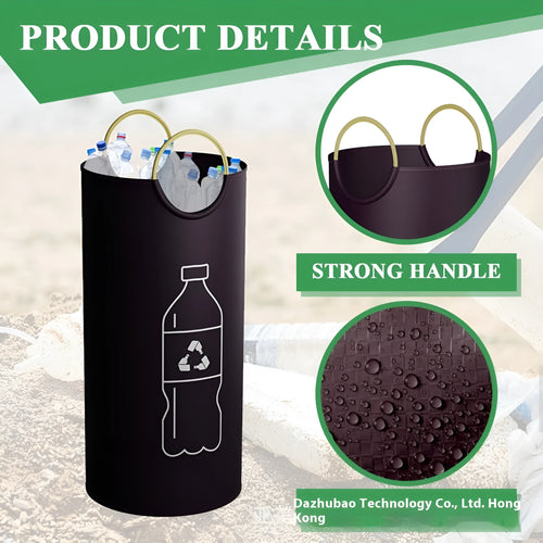 Round portable plastic trash can for office, outdoor and activity use.