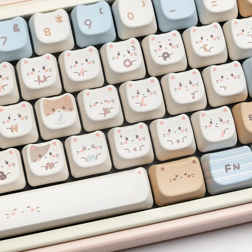 High Sea Salt Cat colour theme PBT plastic keycap set for mechanical keyboards, showing standard keys and a separate 7u spacebar.
