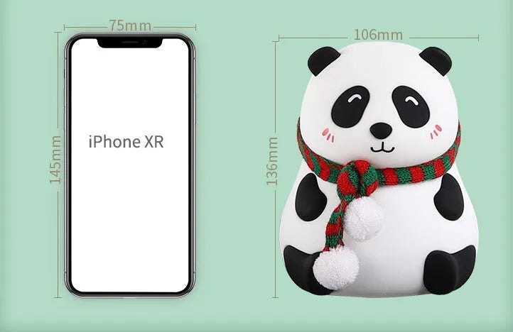 Panda-shaped silicone night light with USB charging port and soft white glow illumination