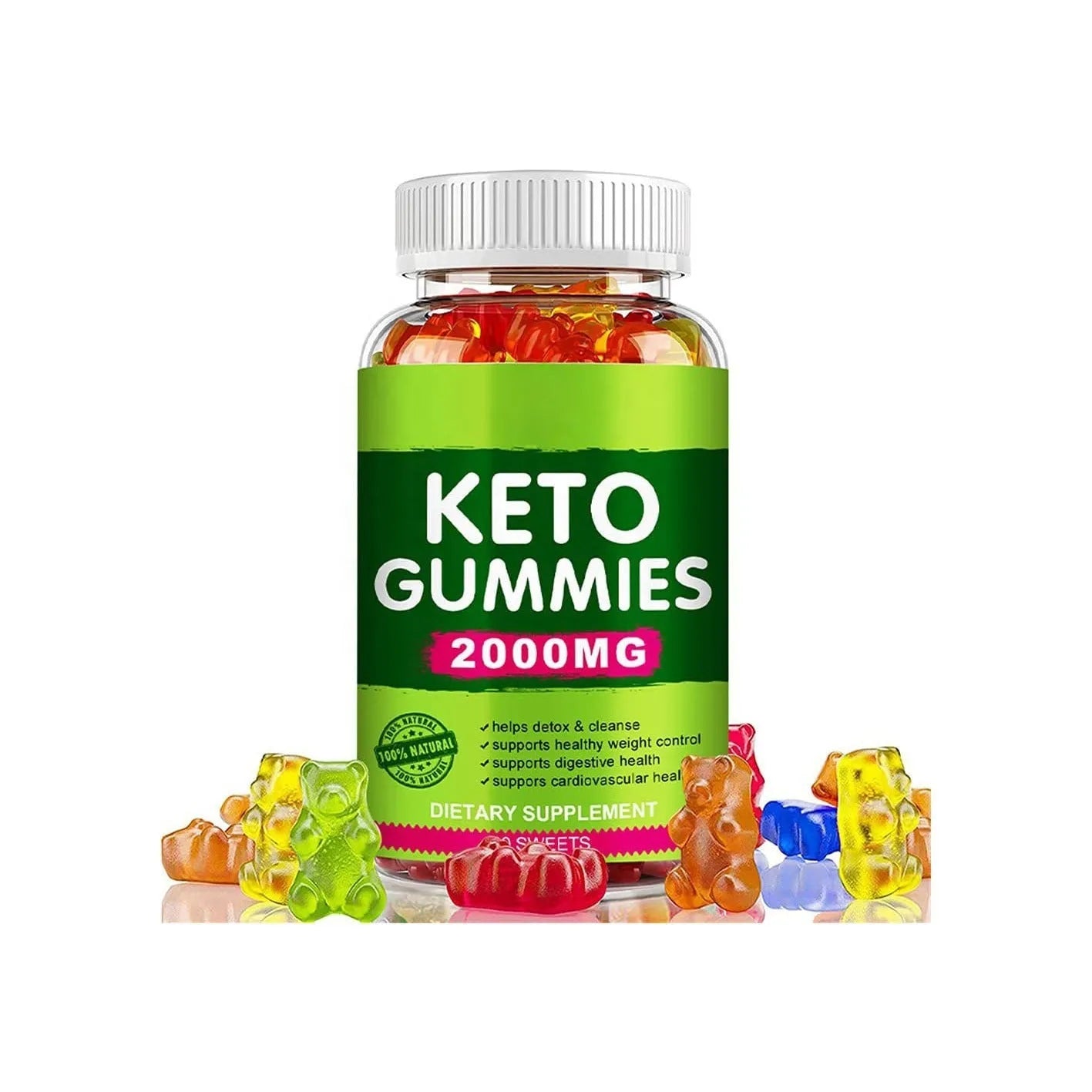 Bottle of organic keto BHB vinegar vitamin soft candy containing 60 tablets with pectin base