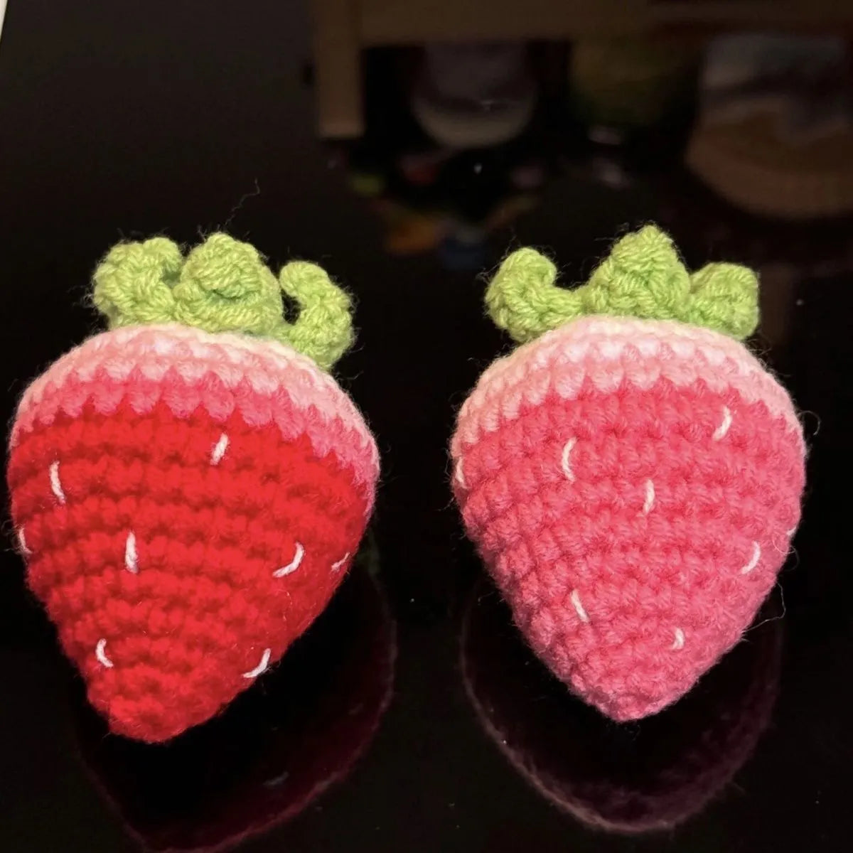 Soft plush strawberry pendant keychain in pink or red colour options